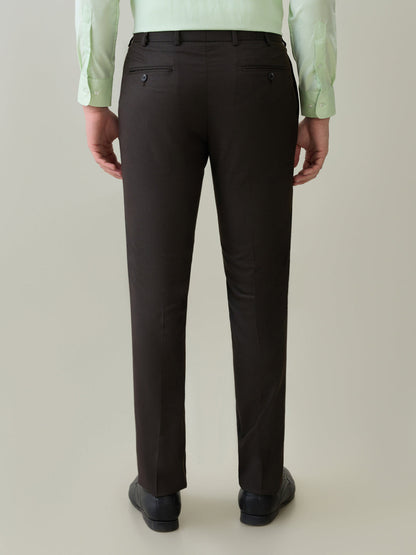 Raymond Men Brown Structure Slim Fit Polyester Blend Trouser