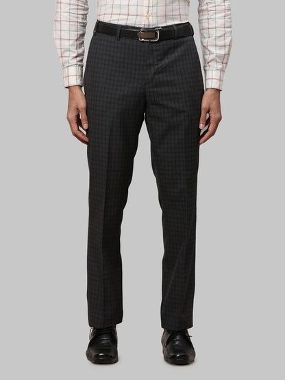 Raymond Grey Solid Contemporary Fit Polyester Blend Trouser