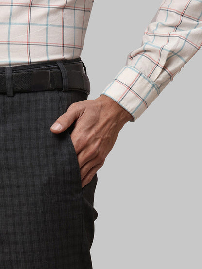 Raymond Grey Solid Contemporary Fit Polyester Blend Trouser