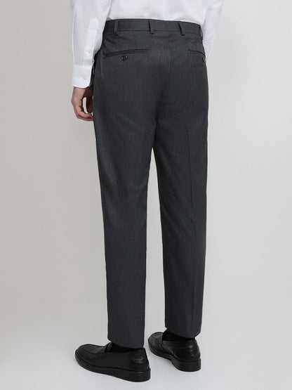 Raymond Men Grey Solid Contemporary Fit Polyester Blend Trouser