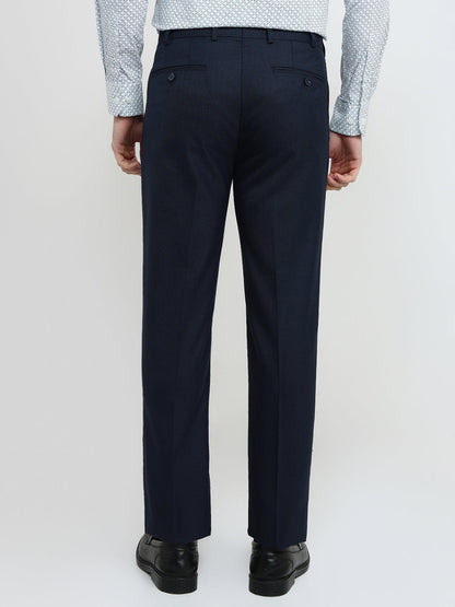 Raymond Men Blue Shark Skin Contemporary Fit Polyester Blend Trouser