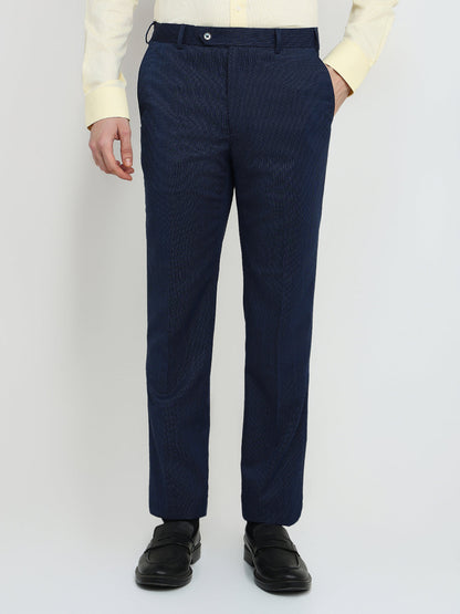 Raymond Men Blue Twill Contemporary Fit Polyester Blend Trouser