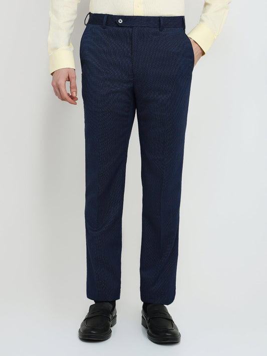 Raymond Men Blue Twill Contemporary Fit Polyester Blend Trouser