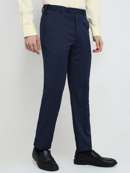 Raymond Men Blue Twill Contemporary Fit Polyester Blend Trouser