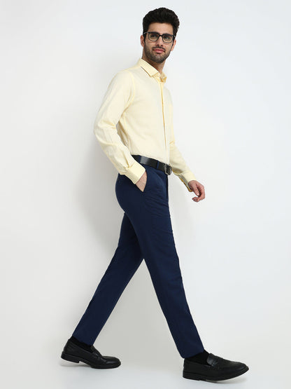 Raymond Men Blue Twill Contemporary Fit Polyester Blend Trouser