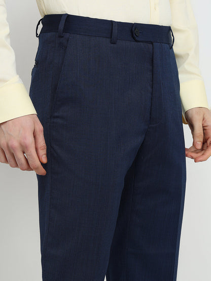 Raymond Men Blue Twill Contemporary Fit Polyester Blend Trouser