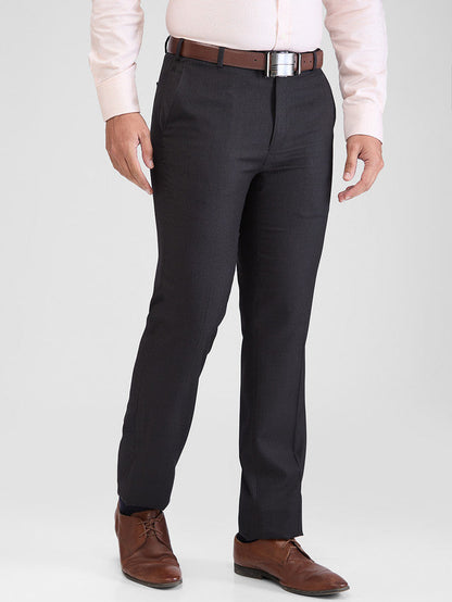 Raymond Black Solid Contemporary Fit Terylene Blend Trouser