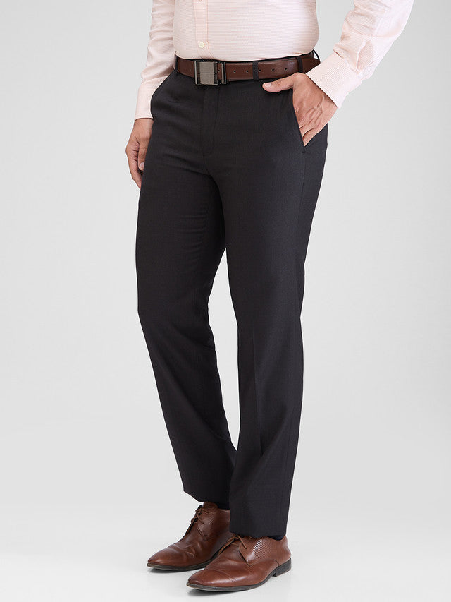 Raymond Black Solid Contemporary Fit Terylene Blend Trouser