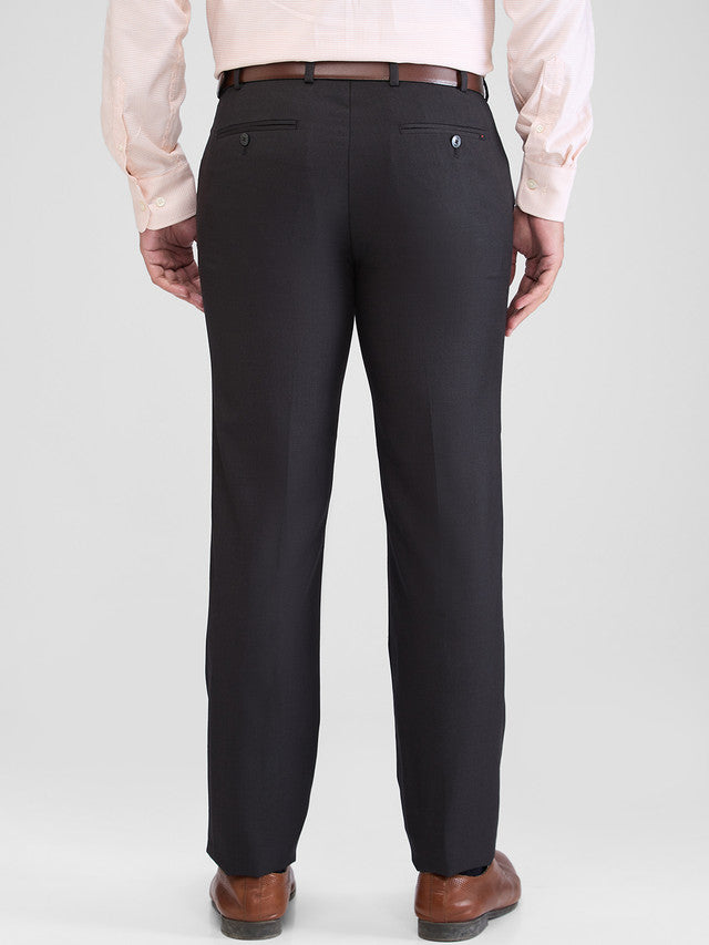 Raymond Black Solid Contemporary Fit Terylene Blend Trouser