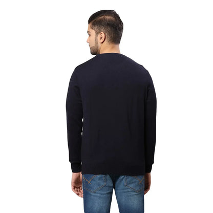 Men Blue Argyle Acrylic Wool Blend Round Collar Sweaters