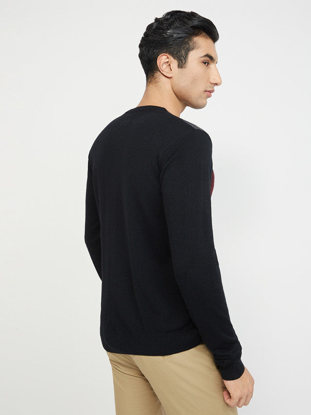 Raymond Men Black Jacquard Acrylic Blend Sweaters