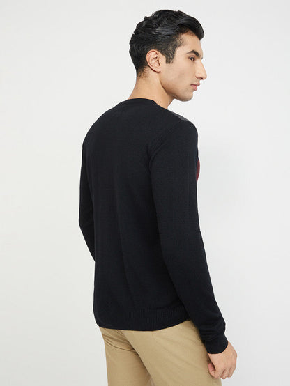 Raymond Men Black Jacquard Acrylic Blend Sweaters