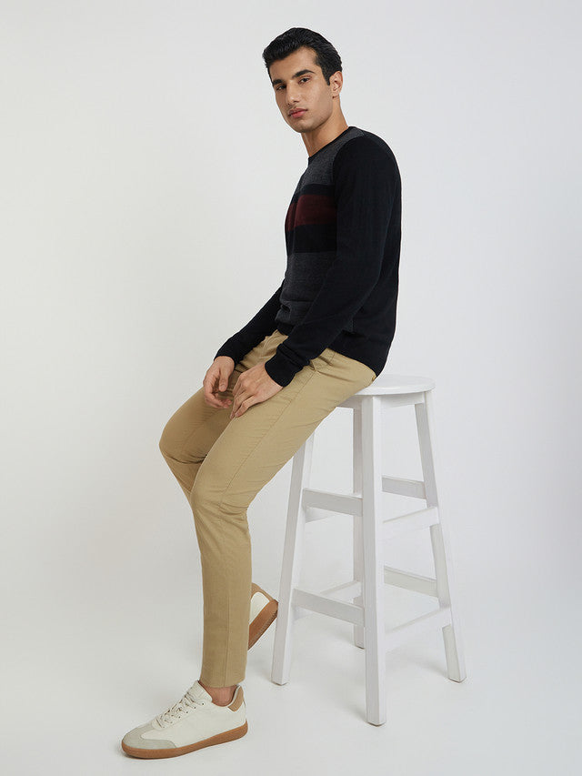 Raymond Men Black Jacquard Acrylic Blend Sweaters