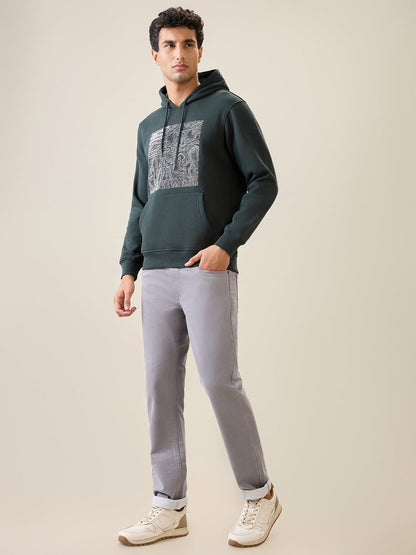 Parx Men Green Graphic Regular Fit Cotton Blend Full Sleeve Sweatshirt