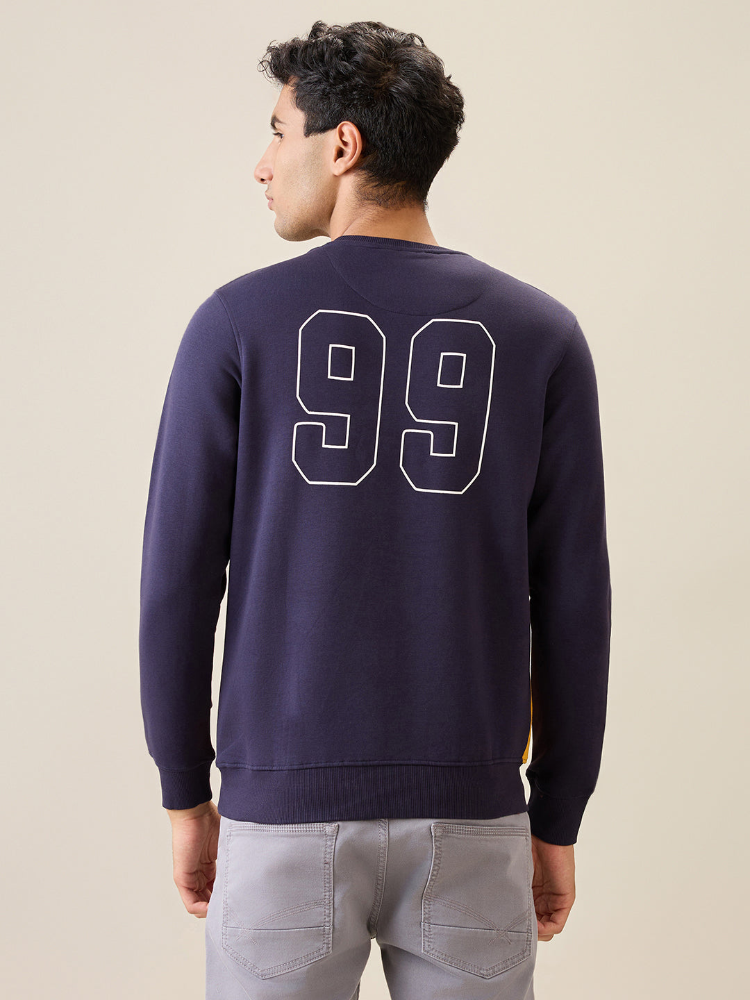 Parx Men Blue Cut & Sew Regular Fit Cotton Blend Full Sleeve Round Neck Collar Sweatshirt