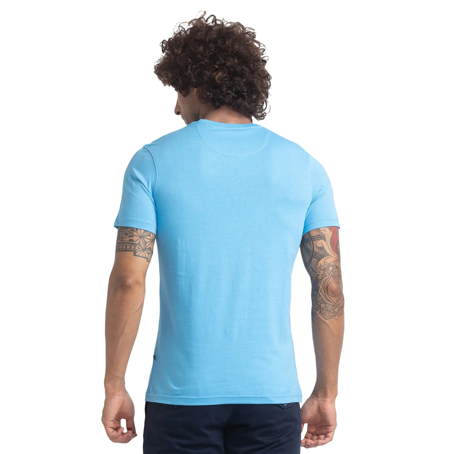 Men Blue Regular Fit Graphic Cotton T-Shirt
