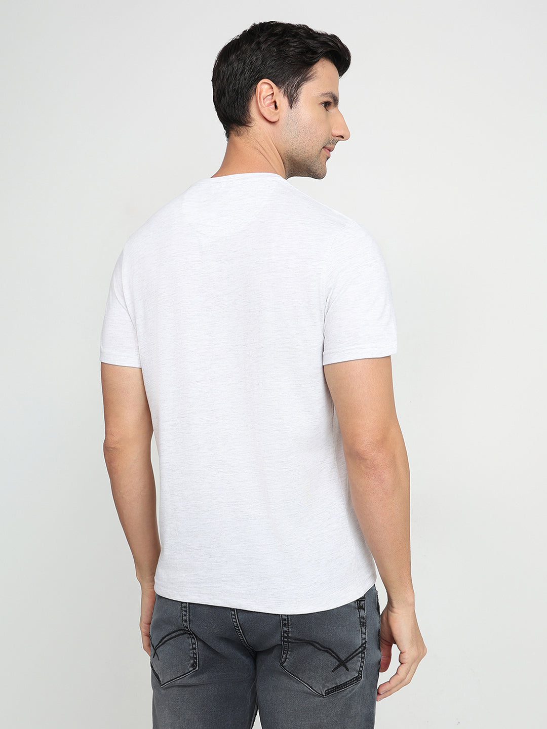 Parx Men Grey Graphic Regular Fit Cotton Half Sleeve Round Neck Collar T-Shirt