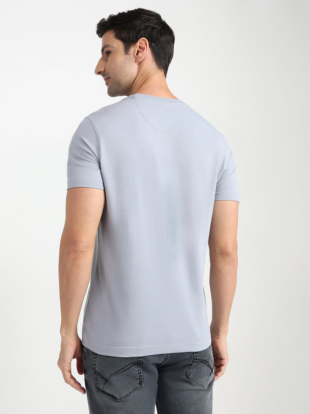 Parx Men Grey Graphic Regular Fit Cotton Half Sleeve Round Neck Collar T-Shirt