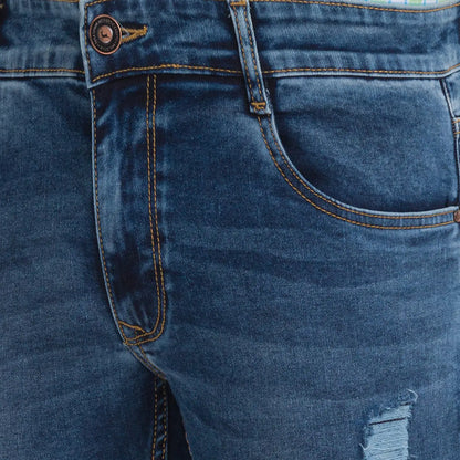 Men Blue Slim Tapered Fit Twill Cotton Blend Jeans