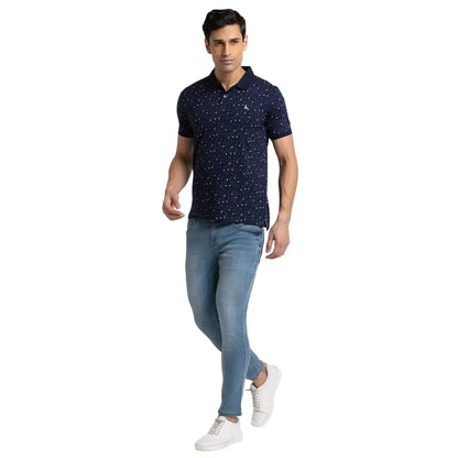 Men Blue Skinny Cropped Fit Twill Cotton Blend Jeans