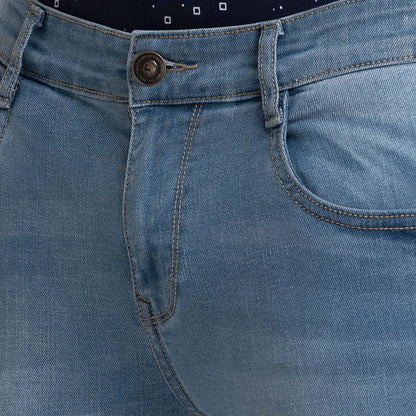 Men Blue Skinny Cropped Fit Twill Cotton Blend Jeans