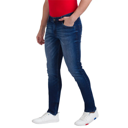 Men Blue Slim Tapered Fit Twill Cotton Blend Jeans