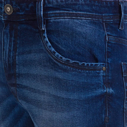 Men Blue Slim Tapered Fit Twill Cotton Blend Jeans