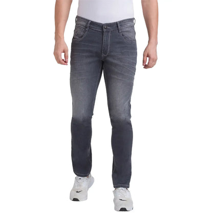 Men Grey Skinny Cropped Fit Twill Cotton Blend Jeans