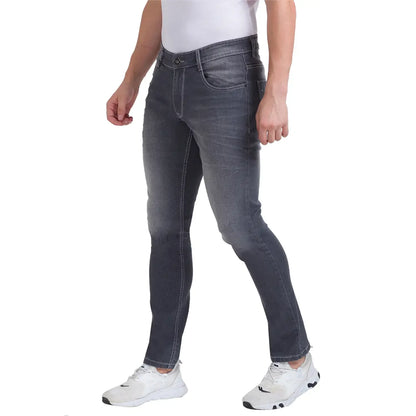 Men Grey Skinny Cropped Fit Twill Cotton Blend Jeans
