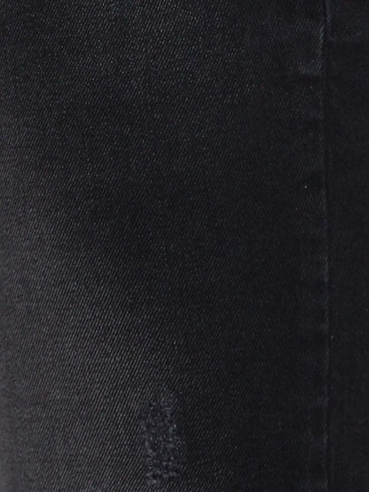 Men Black Skinny Cropped Fit Twill Cotton Blend Jeans