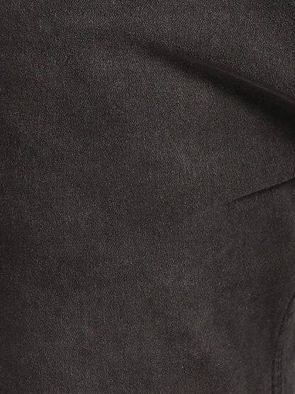 Men Black Slim Tapered Fit Plain Cotton Blend Jeans
