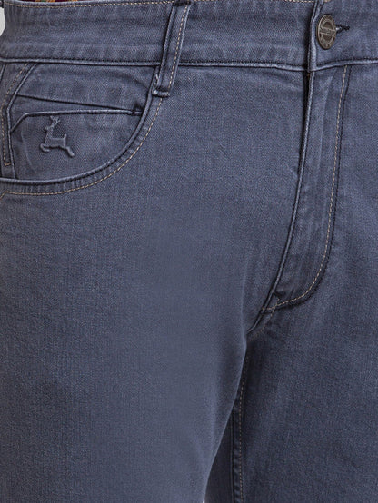 Parx Grey Jacquard Slim Fit Cotton Blend Jeans