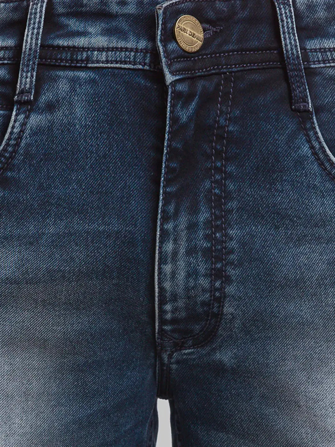 Parx Men Blue Jacquard Slim Tapered Fit Cotton Blend Jeans