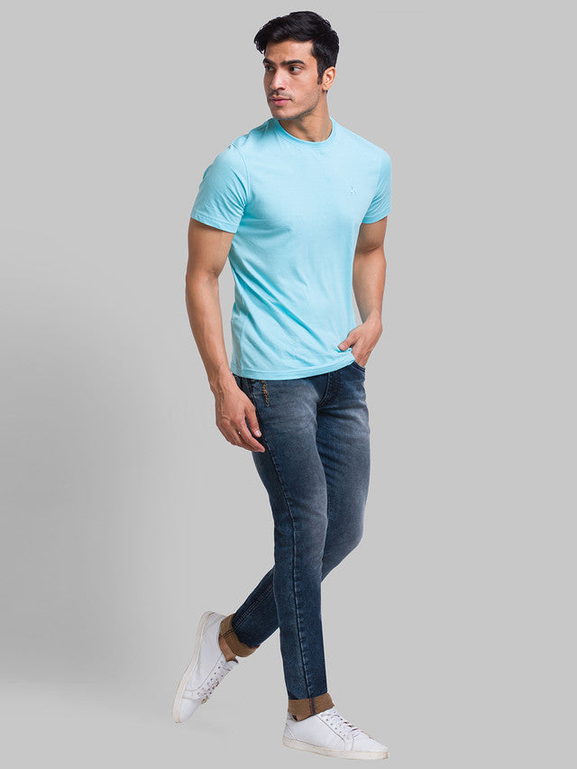 Parx Men Blue Woven Design Skinny Fit Jeans