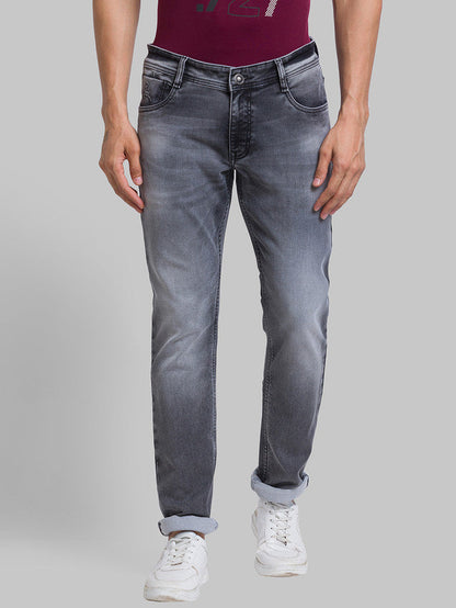 Parx Grey Slim Tapered Fit Cotton Blend Jeans