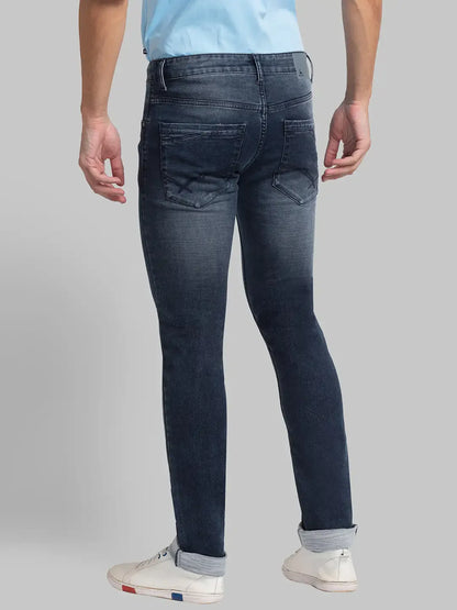 Men Blue Slim Tapered Fit Plain Cotton Blend Jeans