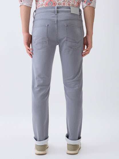 Parx Men Grey Knitted Low Rise Tapered Fit Cotton Blend Jeans
