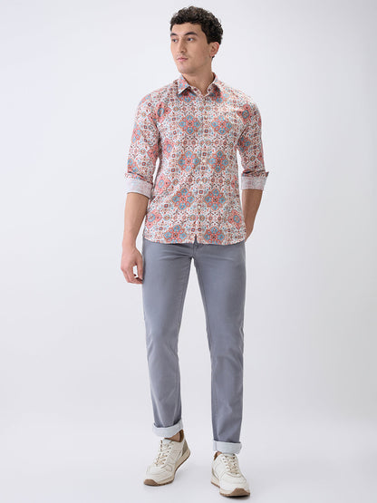 Parx Men Grey Knitted Low Rise Tapered Fit Cotton Blend Jeans