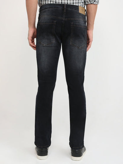 Parx Men Black Twill Low Rise Tapered Fit Cotton Blend Jeans