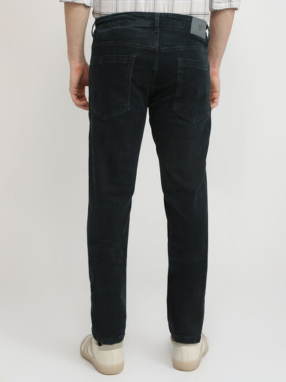 Parx Men Green Twill Low Rise Tapered Fit Cotton Blend Jeans