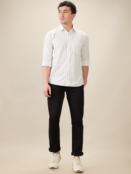 Parx Men Blue Knitted Low Rise Tapered Fit Cotton Blend Jeans