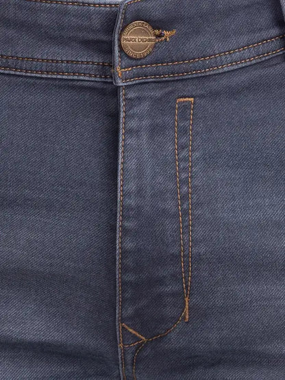 Men Grey Slim Fit Dobby Cotton Blend Jeans