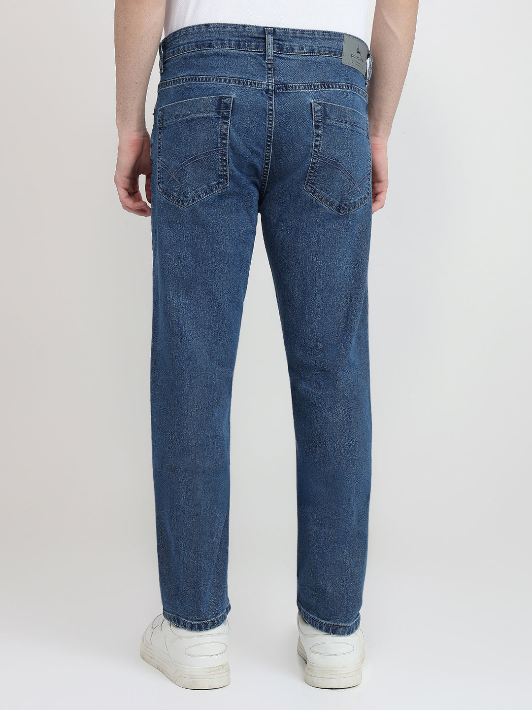 Parx Men Blue Twill Slim Tapered Fit Cotton Blend Jeans