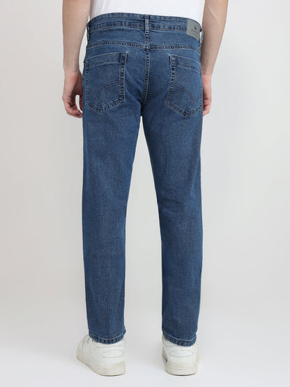 Parx Men Blue Twill Slim Tapered Fit Cotton Blend Jeans