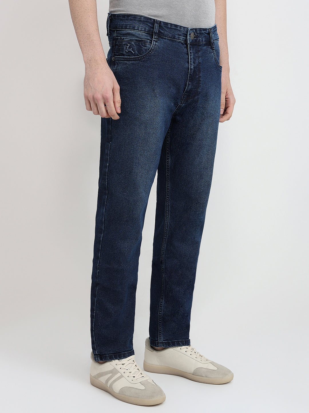 Parx Men Blue Twill Slim Tapered Fit Cotton Blend Jeans