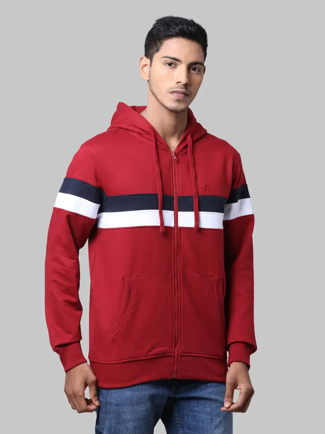 Parx Men Maroon Regular Fit Cut & Sew Cotton Polyester Blend Sweatshirt