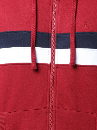 Parx Men Maroon Regular Fit Cut & Sew Cotton Polyester Blend Sweatshirt