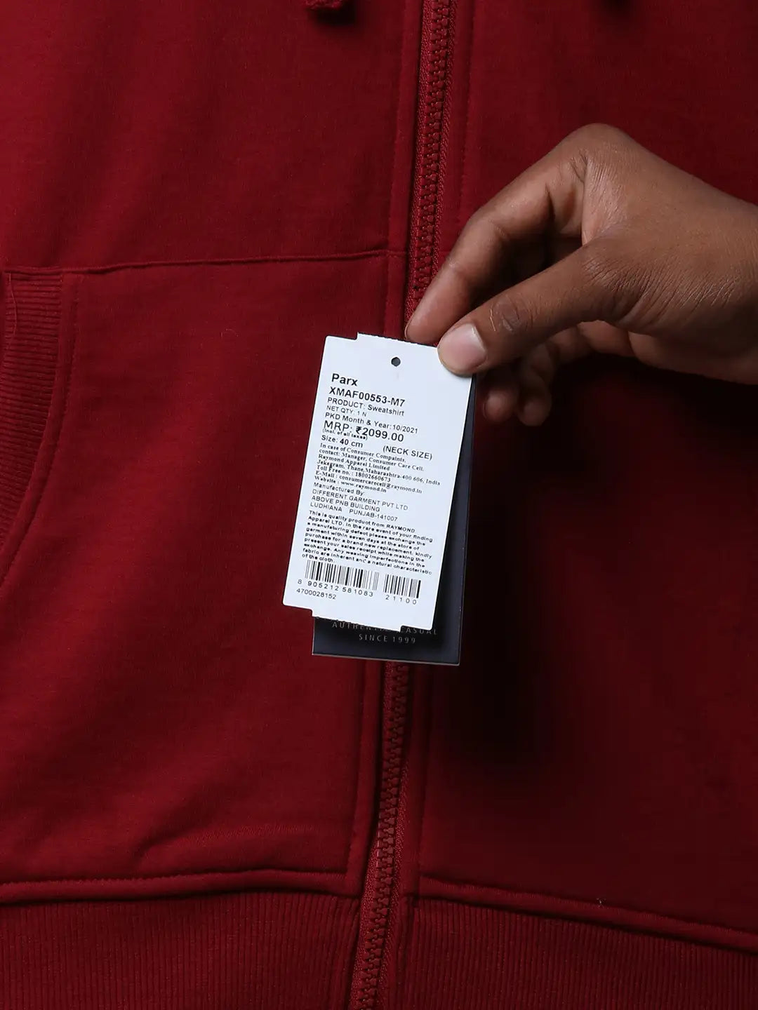 Parx Men Maroon Regular Fit Cut & Sew Cotton Polyester Blend Sweatshirt