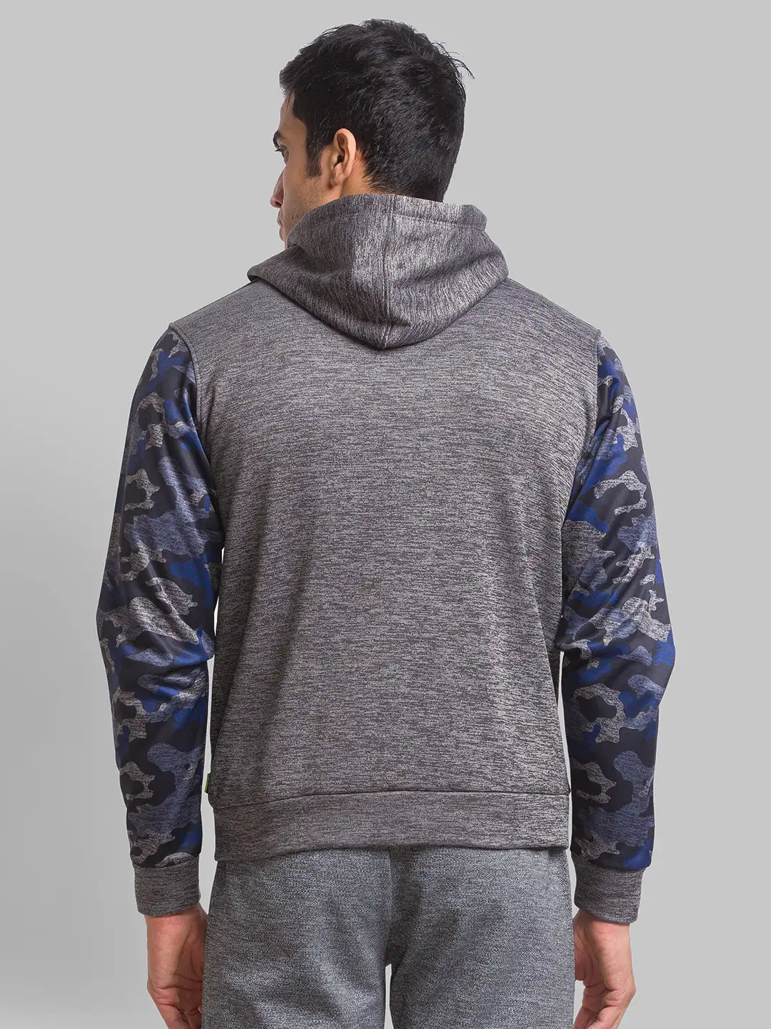 Men Grey Regular Fit Jacquard Cotton Polyester Blend Sweatshirts