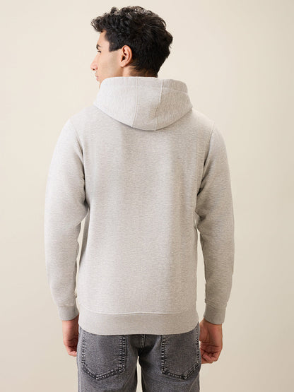 Parx Men Grey Solid Regular Fit Cotton Blend Full Sleeve Sweatshirt